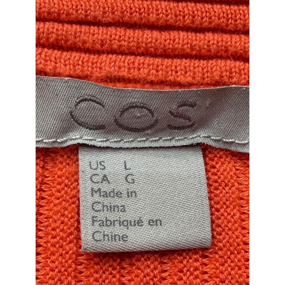 COS Women's Large Orange Ribbed Mock Neck Cotton Sweater Pullover Minimalist‎ - Picture 3 of 12